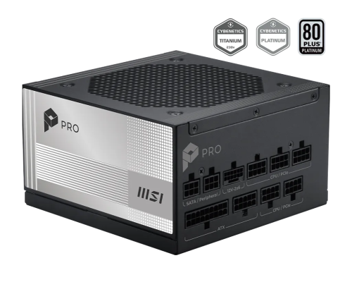 FUENTE ALIMENTACION MSI PRO A850PL PCIE5,PSU,850W,80 PLUS PLATINUM,MODULAR,120MM,ACTIVE PFC,1XPCI-E 5 (16PIN),3XPCI-E (6+2 PIN),6XSATA (15 PIN)_1