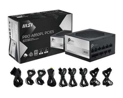 FUENTE ALIMENTACION MSI PRO A850PL PCIE5,PSU,850W,80 PLUS PLATINUM,MODULAR,120MM,ACTIVE PFC,1XPCI-E 5 (16PIN),3XPCI-E (6+2 PIN),6XSATA (15 PIN)_4
