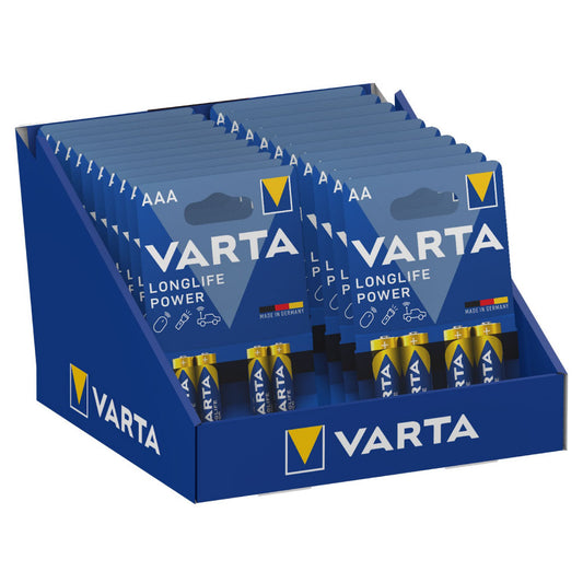 Expositor de cartÃ£o de mesa de pilhas varta "long life" 10 blÃ­sters 4 pilas aaa lr03 + 10 blÃ­sters 4 pilhas aa lr06 varta 27x18x17cm_0