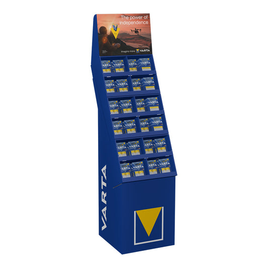 Expositor de cartÃ£o de pilhas varta "energy" 52 blÃ­sters 6 pilhas aaa lr03 + 100 blÃ­sters 6 pilhas aa lr06 varta 40x40x148cm_0