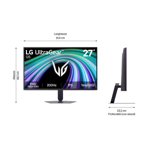 Monitor Gaming LG UltraGear G5 27G523B-B 27"/ Full HD/ 1ms/ 200Hz/ IPS/ Negro_7