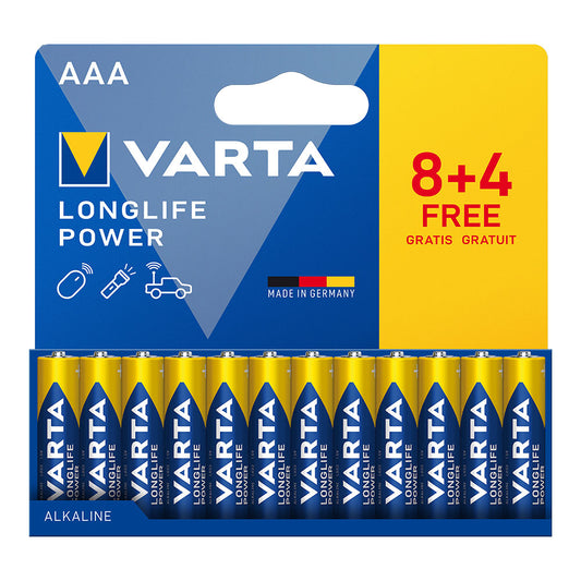 Pilha alkalina longlife power aaa - lr03 (cartÃ£o blister 12 unidades 8+4) Ã¸10,5 x 44,5 mm_0