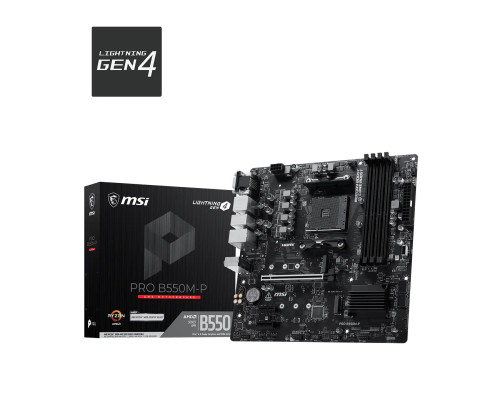 PLACA MSI PRO B550M-P,AMD,AM4,B550,4DDR4,128GB,VGA+DVI+HDMI,GBLAN,4SATA3+M.2,6USB3.2,MATX_0