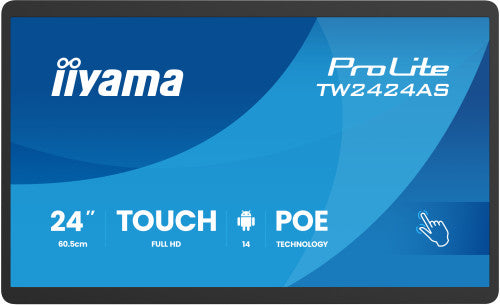 IIYAMA 24" PANEL-PC ANDROID 14+GMS, SOC 8CORE RK3576 4GB, 32GB, PCAP BEZEL FREE 10-POINTS TOUCH, 1920X1080, 450CD/MÂ², IPS PANEL, USB-C (VIDEO OUT), MM, MICRO, WIFI6, BT5.3, MICRO-SD SLOT, USB 2X 2.0 1X 3.2, AUDIO MINI-JACK, IISIGNAGE2 (TW2424AS-B3P)_1