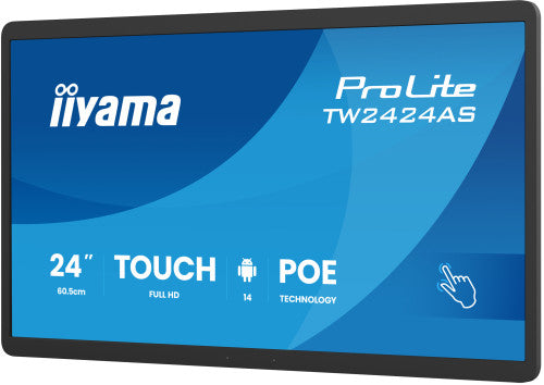 IIYAMA 24" PANEL-PC ANDROID 14+GMS, SOC 8CORE RK3576 4GB, 32GB, PCAP BEZEL FREE 10-POINTS TOUCH, 1920X1080, 450CD/MÂ², IPS PANEL, USB-C (VIDEO OUT), MM, MICRO, WIFI6, BT5.3, MICRO-SD SLOT, USB 2X 2.0 1X 3.2, AUDIO MINI-JACK, IISIGNAGE2 (TW2424AS-B3P)_2