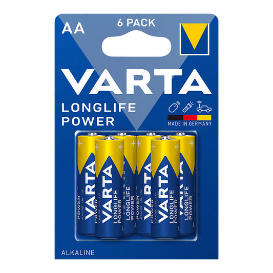 Pilha alcalina longlife power aa - lr06 varta (blÃ­ster 6 unid.) Ã¸14,5x50,5mm_0