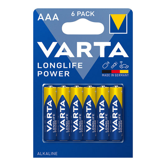 Pilha alcalina longlife power aaa - lr03 varta (blÃ­ster 6 unid.) Ã¸10,5x44,5mm_0