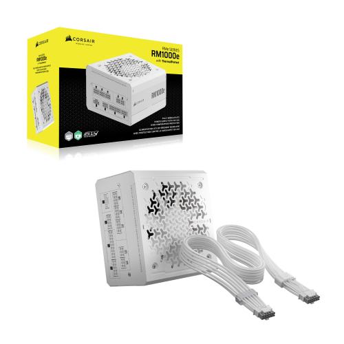 FUENTE ALIMENT. CORSAIR RME WHITE SERIES (3RD GEN) RM1000E THERMALPROTECT WHITE 1000 WATT ATX 3.1 PCIE 5.1 CYBENETICS PLATINUM CERTIFIED FULLY MODULAR POWER SUPPLY CP-9020339-EU_2