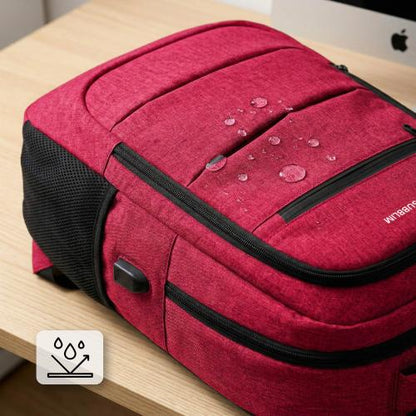 Mochila Subblim City Plus 26L Backpack para Portátiles hasta 15.6"/ Puerto USB/ Repelente al agua/ Reflectante/ Cinta para Trolley/ Roja_5