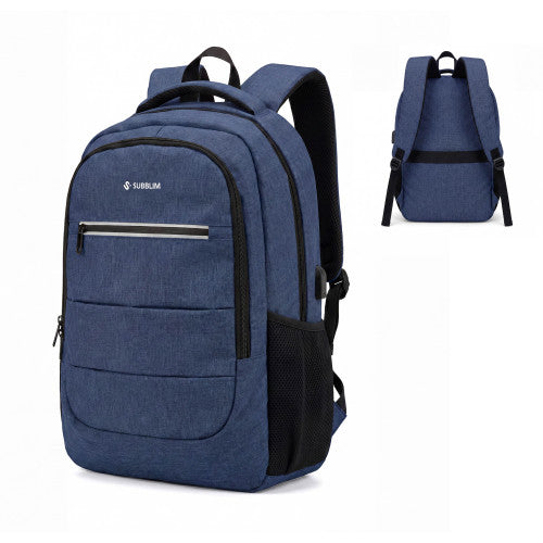 Mochila Subblim City Plus 26L Backpack para Portátiles hasta 16"/ Puerto USB/ Repelente al agua/ Reflectante/ Cinta para Trolley/ Azul_0