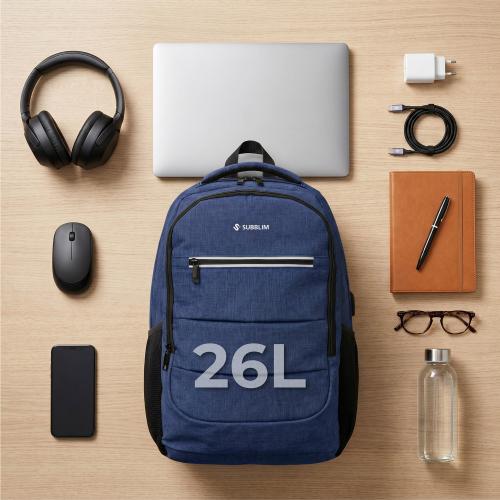 Mochila Subblim City Plus 26L Backpack para Portátiles hasta 16"/ Puerto USB/ Repelente al agua/ Reflectante/ Cinta para Trolley/ Azul_4
