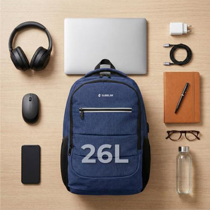 Mochila Subblim City Plus 26L Backpack para Portátiles hasta 16"/ Puerto USB/ Repelente al agua/ Reflectante/ Cinta para Trolley/ Azul_4