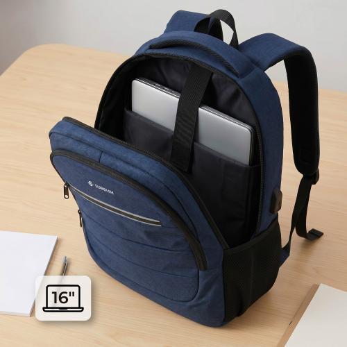 Mochila Subblim City Plus 26L Backpack para Portátiles hasta 16"/ Puerto USB/ Repelente al agua/ Reflectante/ Cinta para Trolley/ Azul_5