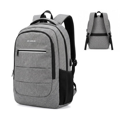 Mochila Subblim City Plus 26L Backpack para Portátiles hasta 16"/ Puerto USB/ Repelente al agua/ Reflectante/ Cinta para Trolley/ Gris_1