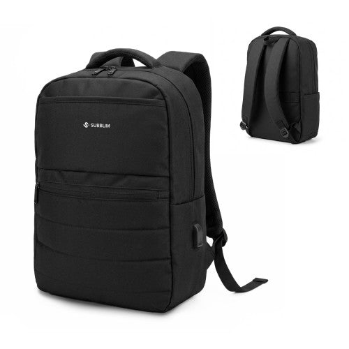 Mochila Subblim Compact Backpack 15L para Portátiles hasta 15.6"/ Repelente al agua/ Cinta para Trolley/ Negra_0