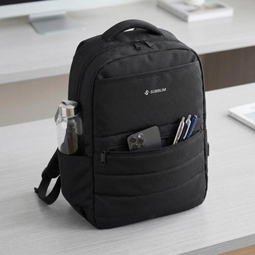 Mochila Subblim Compact Backpack 15L para Portátiles hasta 15.6"/ Repelente al agua/ Cinta para Trolley/ Negra_2