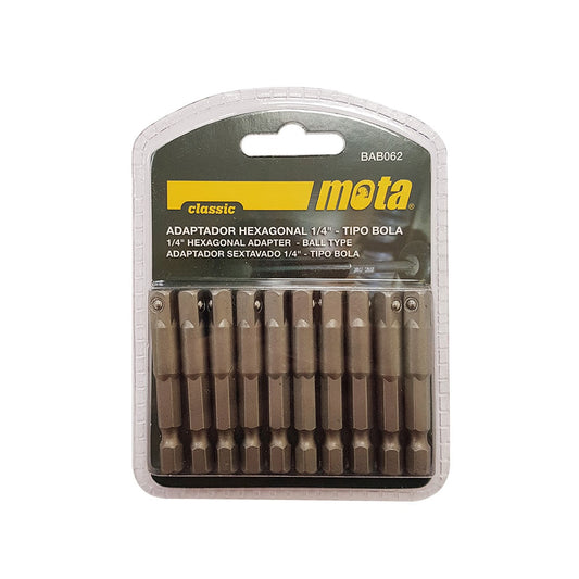 Pack 10 adaptadores hexagonais t. bola 50mm 1/4" 10 unid. bab062 mota_0