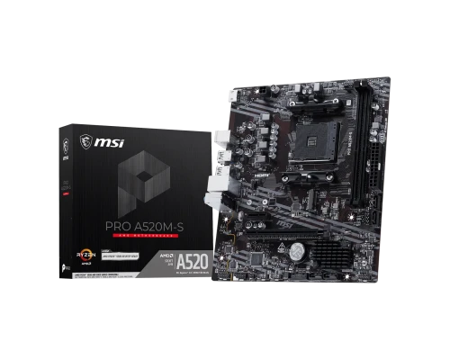 PLACA MSI PRO A520M-S,AMD,AM4,A520,2DDR4,64GB,HDMI+DP,GBLAN,4SATA3+1XM.2,6USB3.2,MATX_0