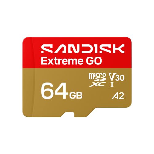 Cartão de Memória microSDXC SanDisk Extreme GO / 64Gb / A2 / Classe 10 / UHS-1 / Preto / SDSQXGN-064G-GN6MN_0