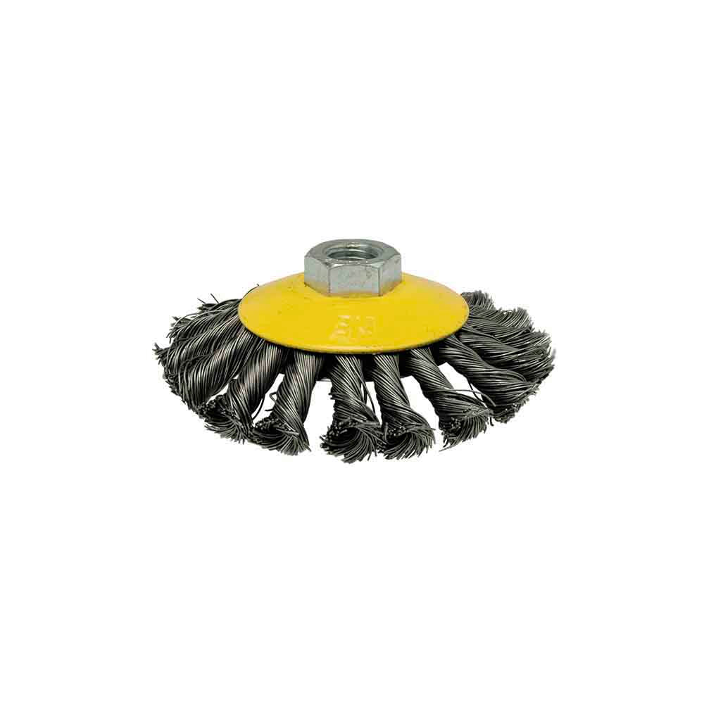 Escova conica arame tranÃ§adoÃ¸100mm fhr100 mota_0