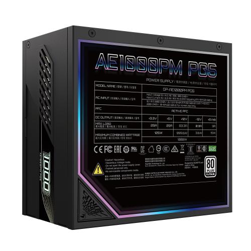 FUENTE ALIMENTACION GIGABYTE GP-AE1000PM PG5,1000W,ACTIVE PFC,80+ PLATINUM,MODULAR,ATX_2