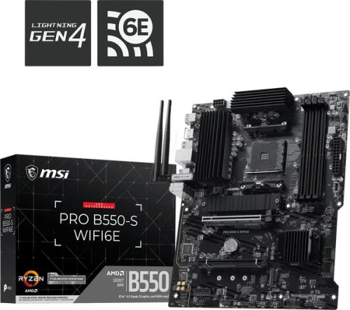 PLACA MSI PRO B550-S WIFI6E,AMD,AM4,B550,4DDR4,128GB,HDMI,GBLAN+WIFI6E+BT5.3,4SATA3+2M.2,7USB3.2,ATX_2