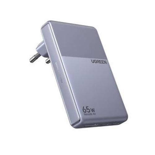 UGREEN  NEXODE AIR SLIM 65W, THIN YET POWERFUL /ENCHUFE FLEXIBLE (65W 2C1A GAN FAST CHARGER (ULTRA-THIN) + USB-C*2 USB-A*1 / GRAY + EUROPEAN STANDARD)_0