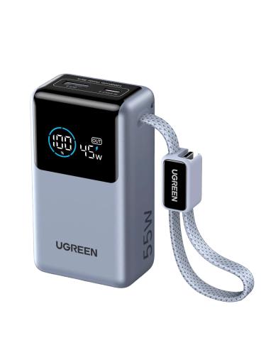 UGREEN UGREEN 10000MAH 55W 1C1A POWER BANK WITH 1*55W BUILD-IN CABLE, GRAY COLOR (55W USB-C CABLE + 55W USB-C + 33W USB-A, 10000MAH CAPACITY)_0