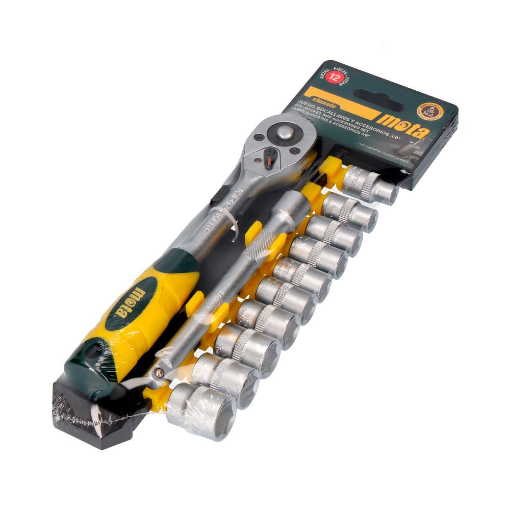 Jogo (12 pcs.) de soquees e acessorios de 3/8" ek510 mota_0