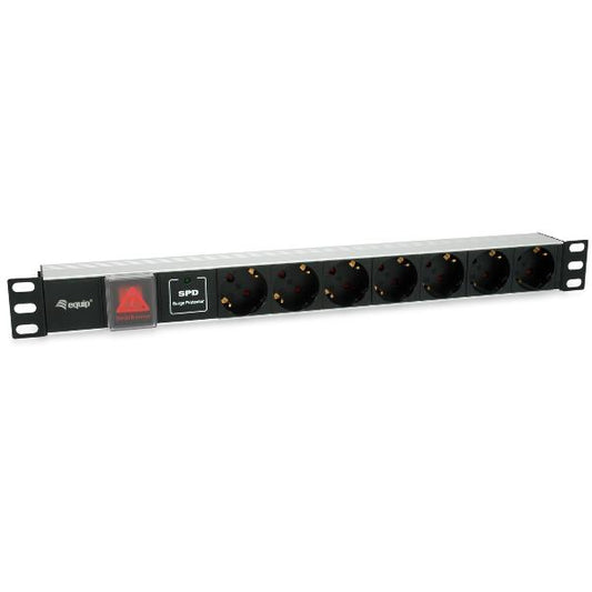 EQUIP - MULTIPRESA 7-BAY SCHUKO (DIN49440), 19" 1U, con Interruttore e Protezione Sovracca_0