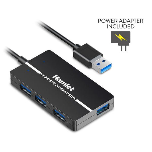 XHUB-04U3P - HUB USB 3.0 Slim 4 Porte 5.0 Gbps con alimentatore_0