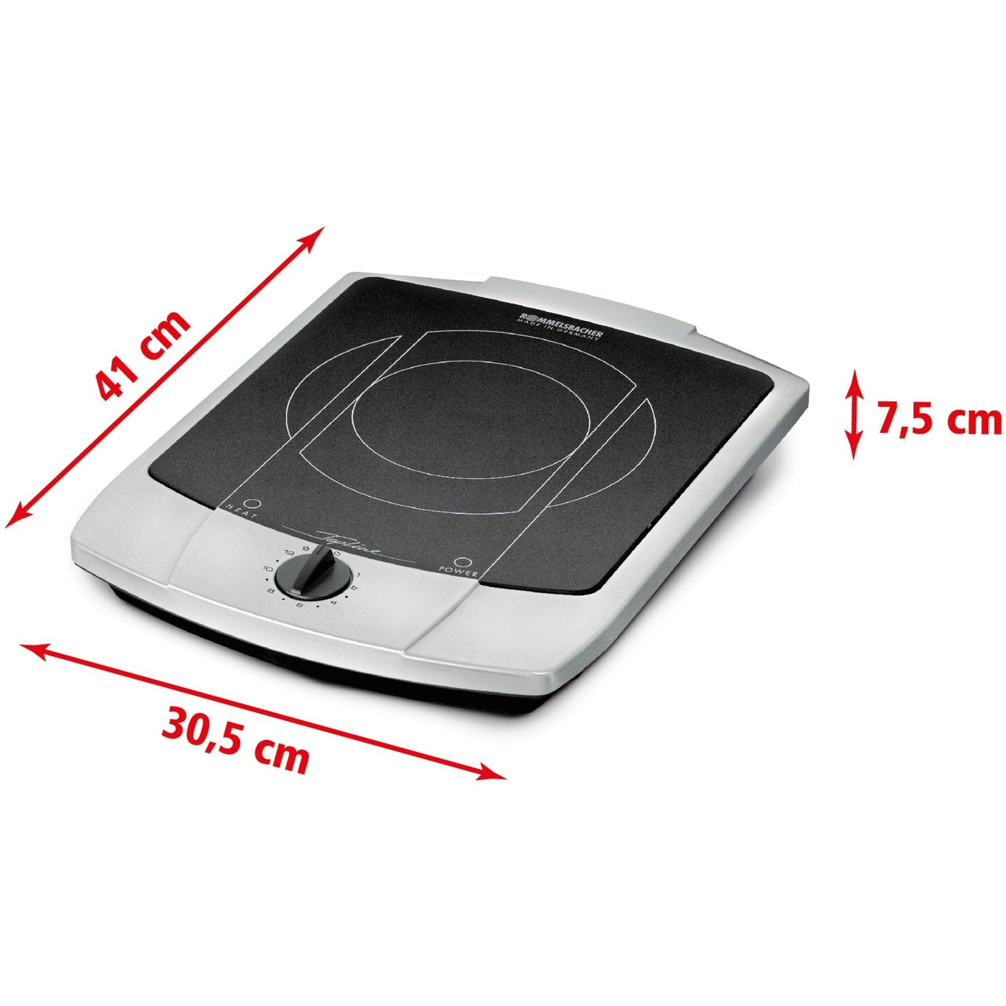 Placa Elétrica Cerâmica De Vidro Rommelsbacher CT 2200/E 2200W Inox/Cinza