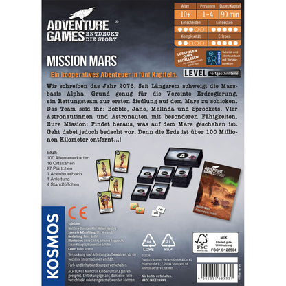 Jogo de Tabuleiro KOSMOS Adventure Games Mission Mars Alemão