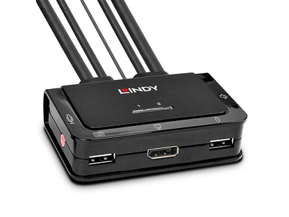 Switch KVM DisplayPort 1.2 de 2 portas, USB 2.0 e cabo de áudio