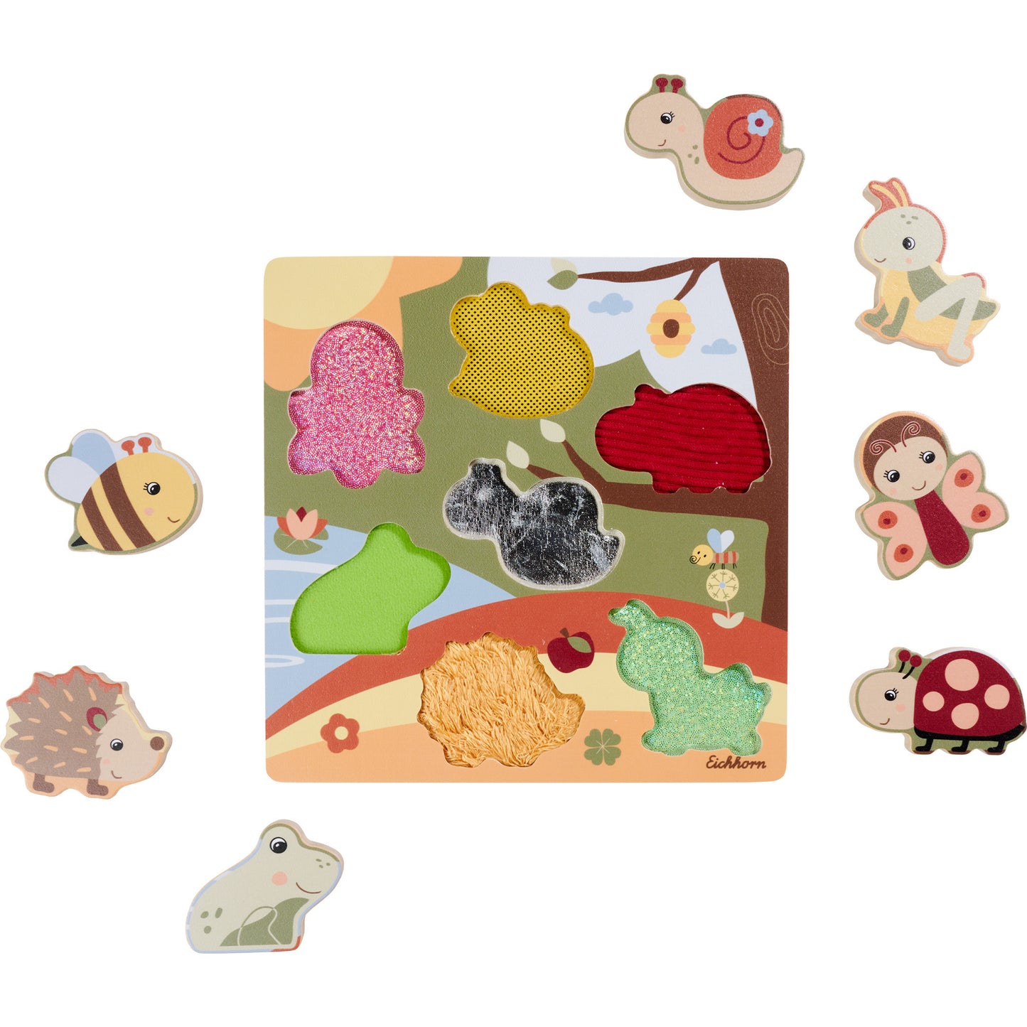 Puzzle Sensorial Eichhorn Bee Happy com Tecidos