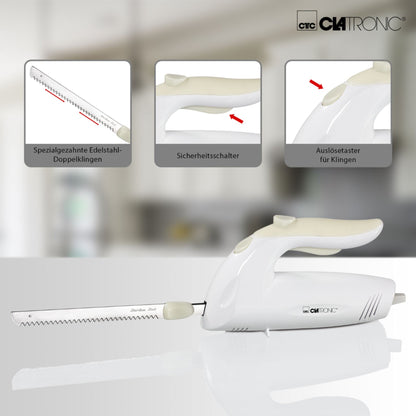 Faca eléctrica dentada CLATRONIC EM 3062 / Branca