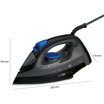 Ferro a Vapor Base Inox Clatronic DB 3703 1800W Preto/Azul