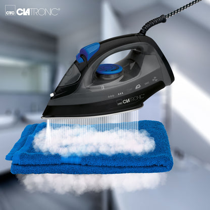 Ferro a Vapor Base Inox Clatronic DB 3703 1800W Preto/Azul