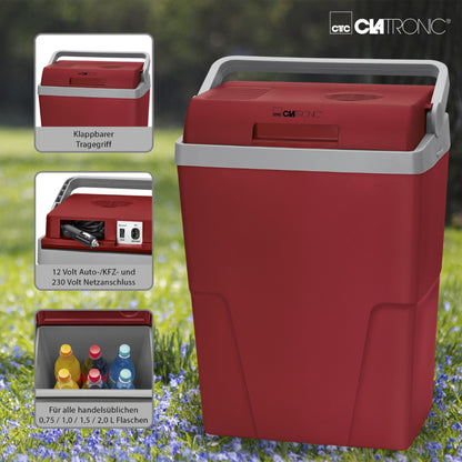 Geleira Eléctrica 25L 12V/230V 45W KB 3713 Clatronic Vermelha