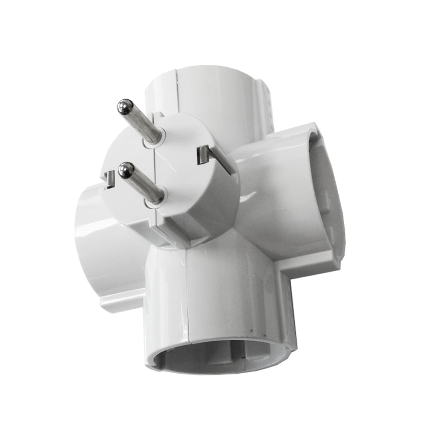 Adaptador cu druple 2p+e, 16a 250v~ entrada lateral, branco (retrÃ¡tido) (embalado em pelÃ­cula)_0