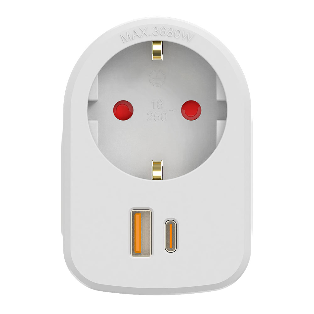 Adaptador combi 30 w usb a + c + 1 tomada schuko, 16 a 250 v~, branco_0