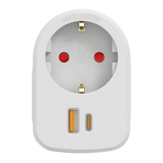 Adaptador combi 30 w usb a + c + 1 tomada schuko, 16 a 250 v~, branco_0