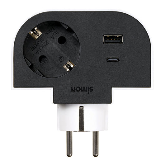 Adaptador giratÃ³rio schuko 1 tomada + usb a+c 30 w 16 a 250 v~_0