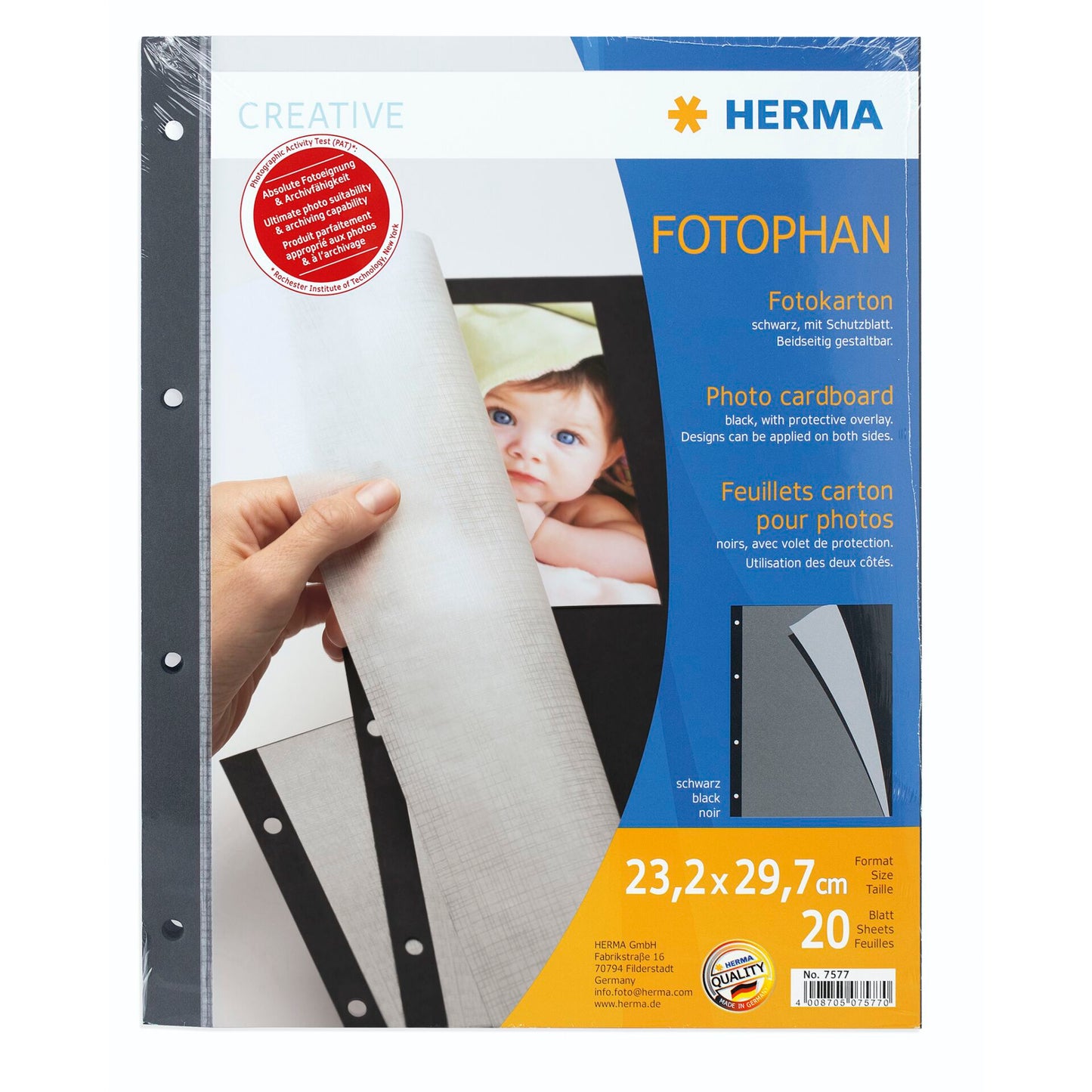 Cartolina Fotográfica Herma 7577 232x297mm 20 Folhas Preto