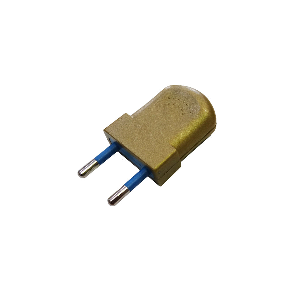 Pack 2 unidades ficha europeia ouro bipolar 10a 4mm 250v_0