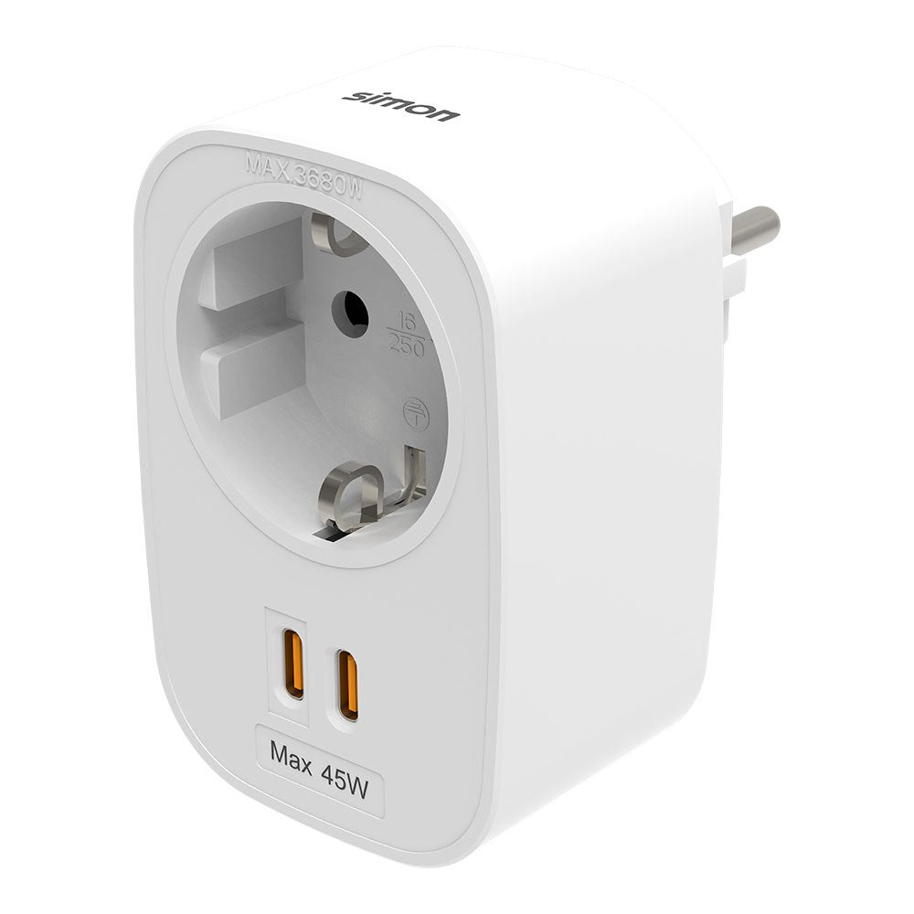 Adaptador combinado schuko 2 p+t 16 a 230-250v~50hz + 2 usb-c 45 w, branco_0
