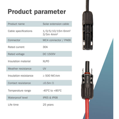 Cabo Extensão Solar Digitus MC4 4mm² 5m Vermelho/Preto