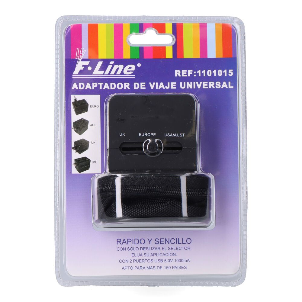 Adaptador de viagem universal 2 usb, 3 pinos ue, reino unido, eua/aus, preto, 45 x 55 x 60 mm_0