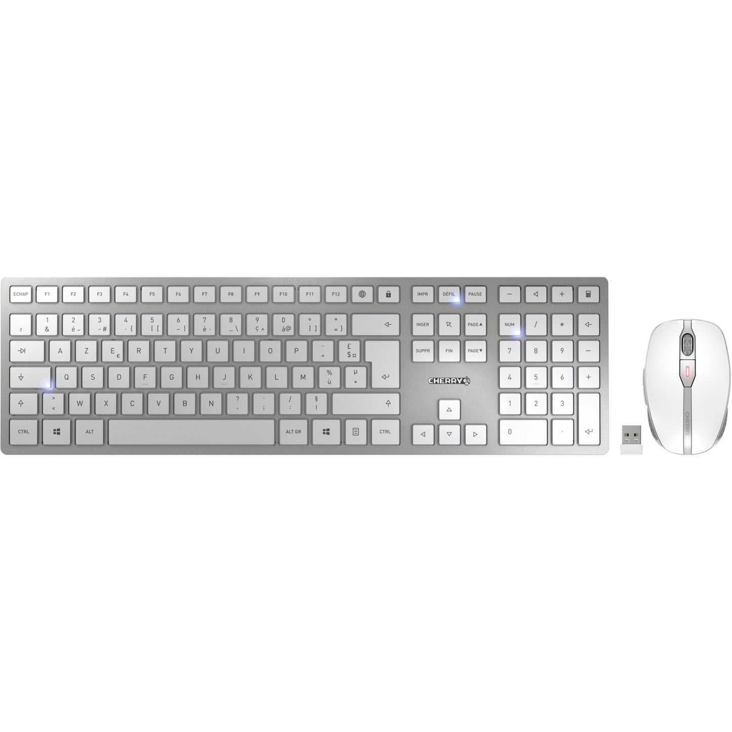 Conjunto Teclado e Rato CHERRY DW 9100 SLIM Layout FR Branco Prata
