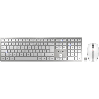 Conjunto Teclado e Rato CHERRY DW 9100 SLIM Layout FR Branco Prata